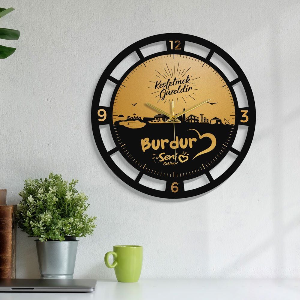 Burdur%20Temalı%20Altın%20Yaldız%20Duvar%20Saati