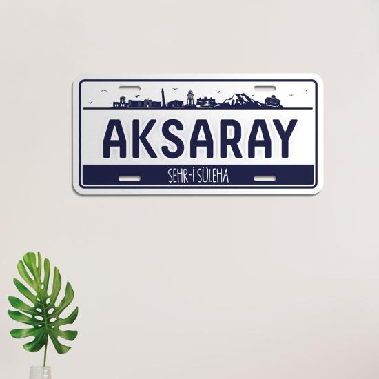 Aksaray Ahşap Şehir Sokak Tabelası-Duvar Tablosu-İl Tablosu